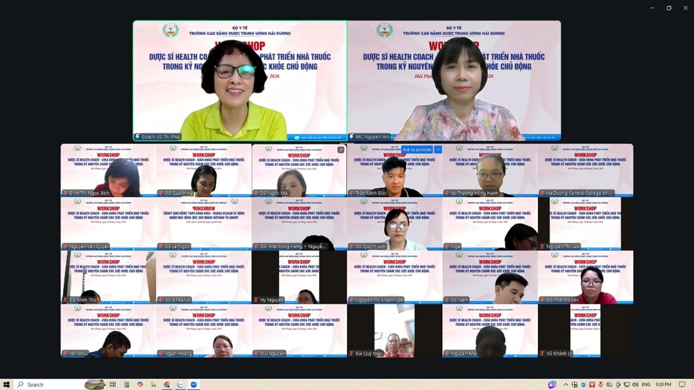 WORKSHOP “DƯỢC SĨ HEALTH COACH – CHÌA KHÓA PHÁT TRIỂN NHÀ THUỐC TRONG KỶ NGUYÊN CHĂM SÓC SỨC KHỎE CHỦ ĐỘNG”