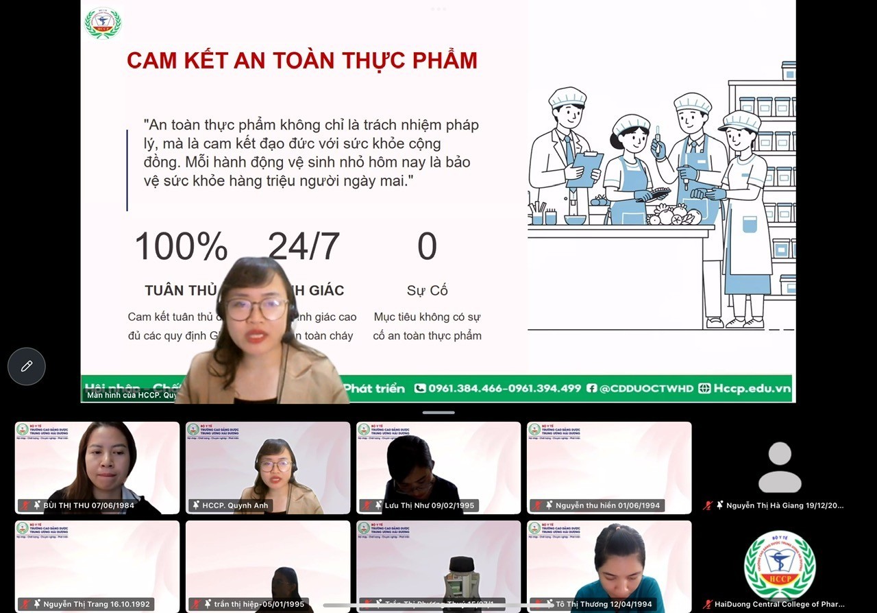Trường Cao đẳng Dược Trung ương Hải Dương đồng hành cùng Công ty Dược Mỹ phẩm Santafa tổ chức thành công lớp đào tạo, bồi dưỡng kiến thức an toàn thực phẩm theo hình thức trực tuyến.