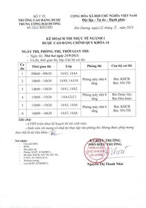 KH thi Thực tế ngành 1 Dược CĐ CQ khóa 14