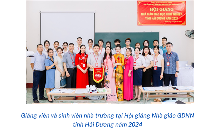Giảng viên và sinh viên nhà trường tại Hội giảng Nhà giáo GDNN tỉnh Hải Dương năm 2024